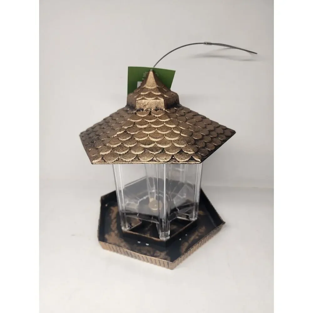 Gold Plastic Songbird Lantern Wild Bird Hopper Feeder